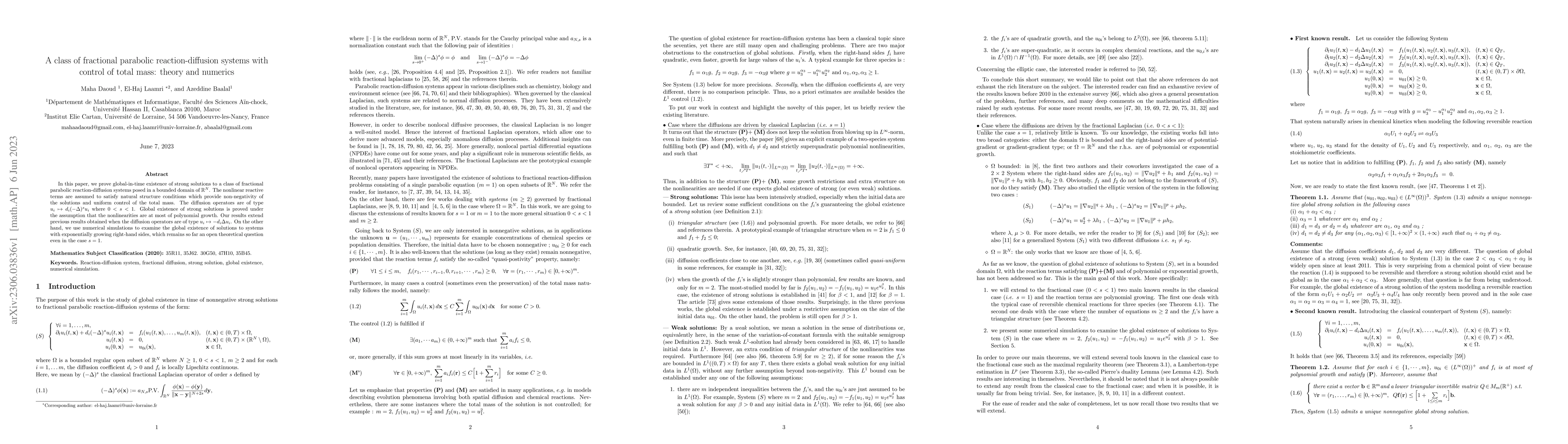 Thumbnail for A class of fractional parabolic reaction-diffusion systems with control
  of total mass: theory and numerics