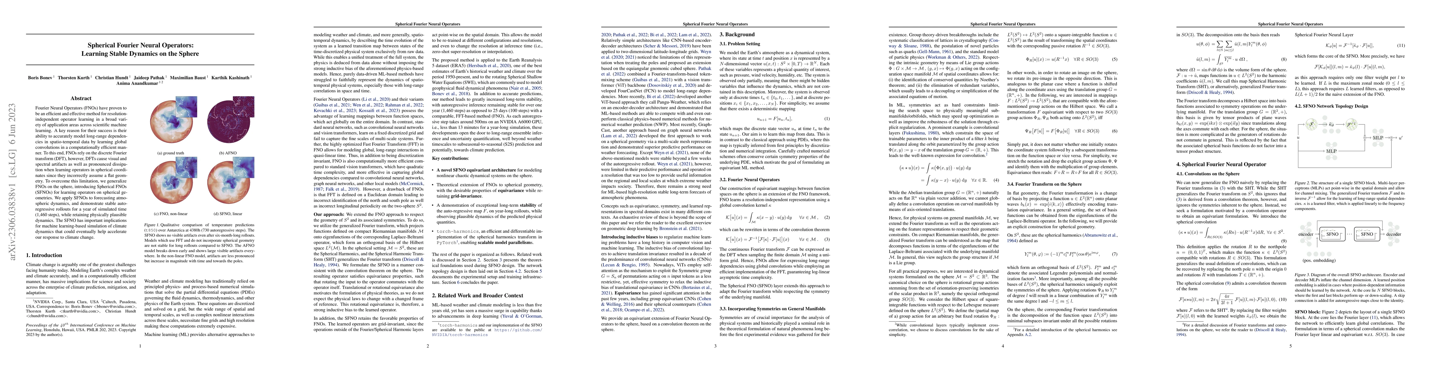 Thumbnail for Spherical Fourier Neural Operators: Learning Stable Dynamics on the
  Sphere