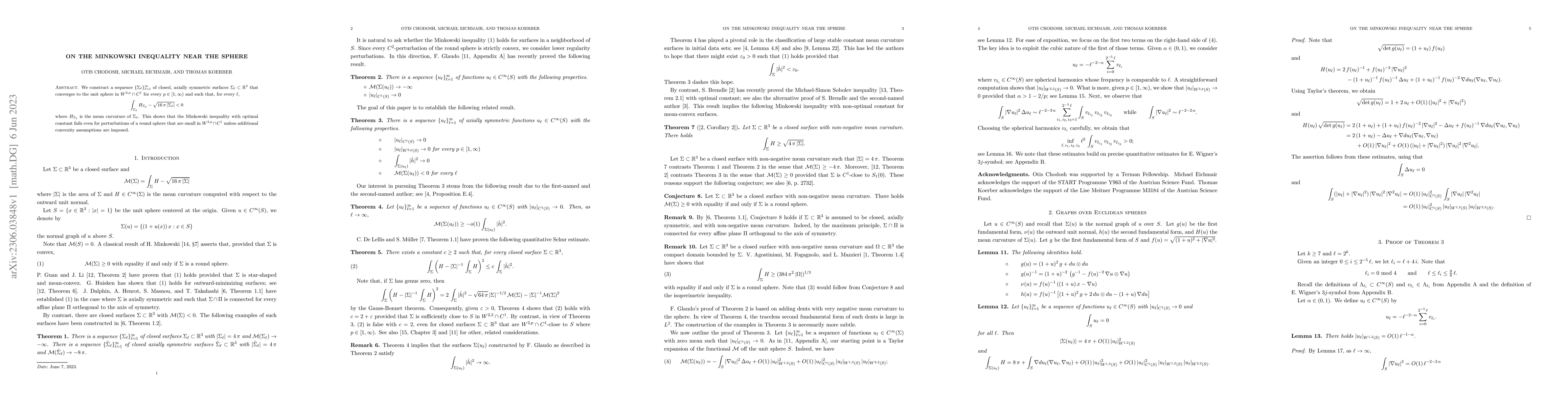 Thumbnail for On the Minkowski inequality near the sphere