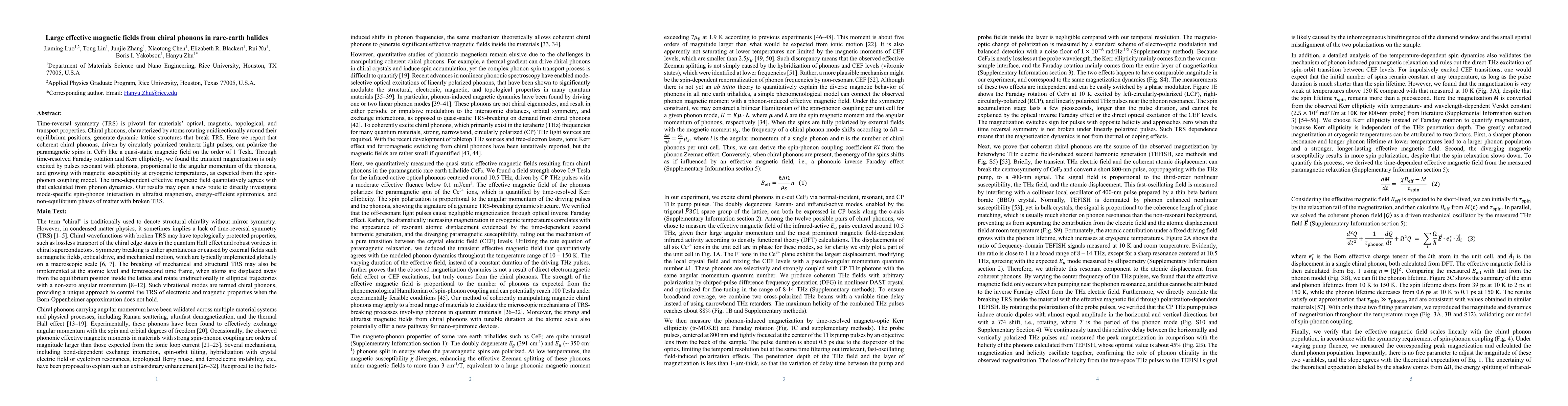 Thumbnail for Large effective magnetic fields from chiral phonons in rare-earth
  halides