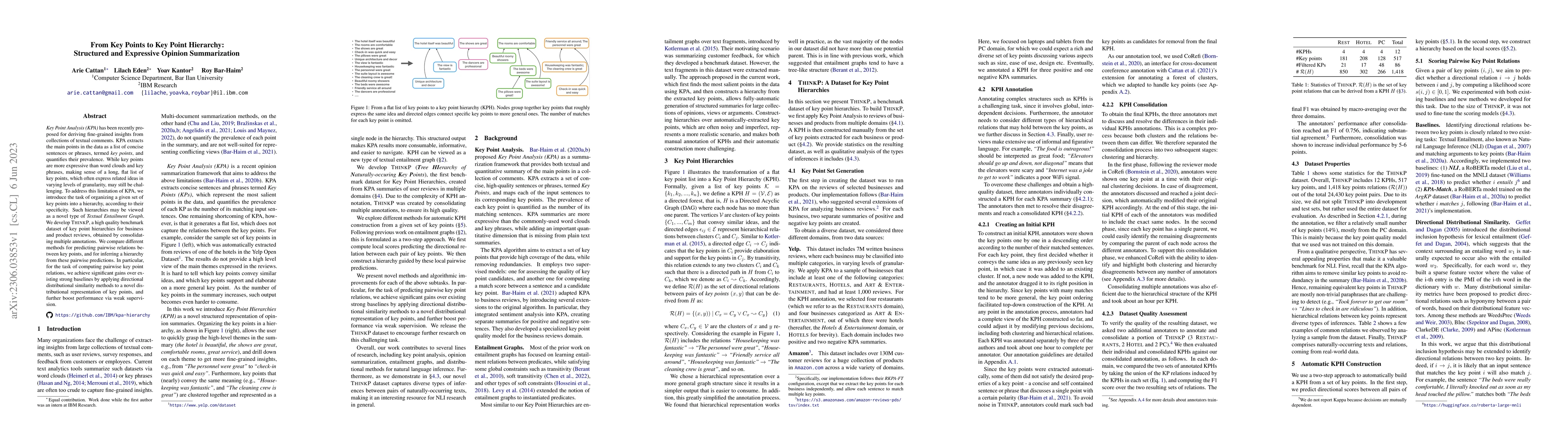 Thumbnail for From Key Points to Key Point Hierarchy: Structured and Expressive
  Opinion Summarization