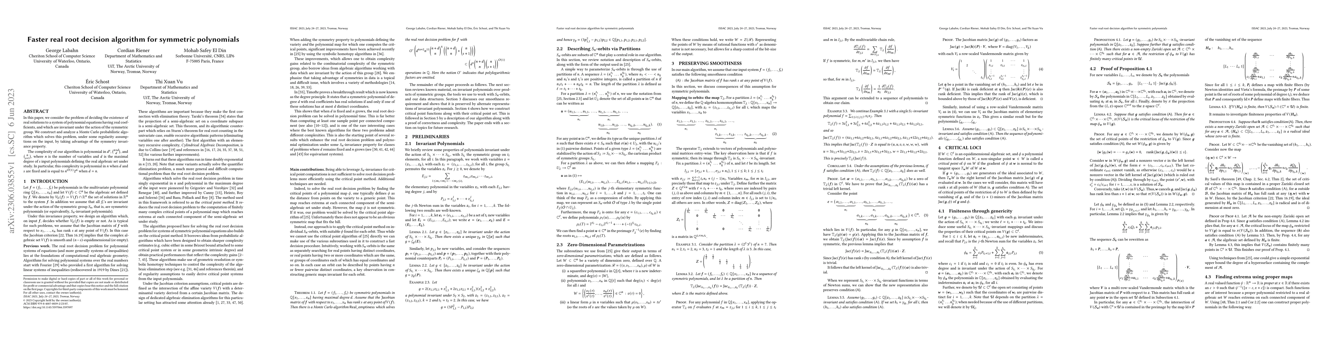 Thumbnail for Faster real root decision algorithm for symmetric polynomials