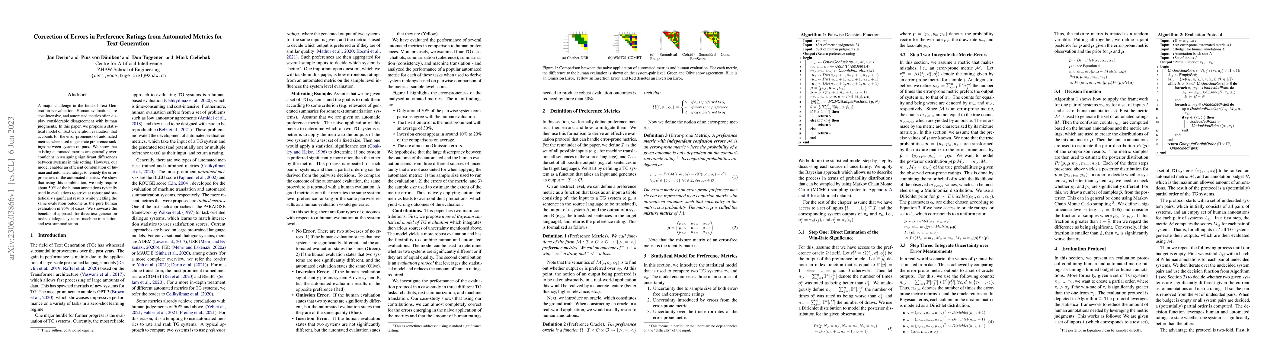 Thumbnail for Correction of Errors in Preference Ratings from Automated Metrics for
  Text Generation