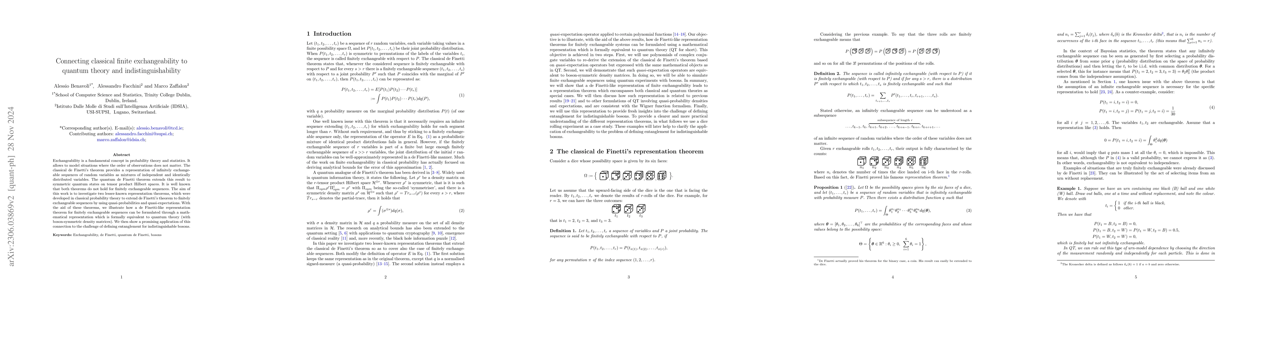 Thumbnail for Connecting classical finite exchangeability to quantum theory