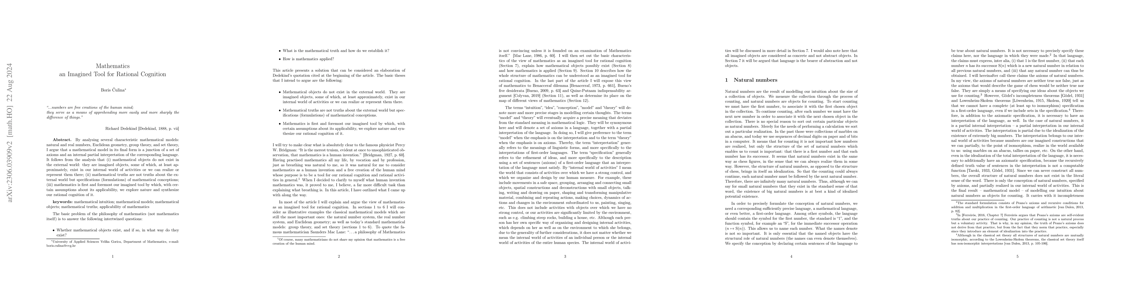 Thumbnail for Mathematics -- an imagined tool for rational cognition