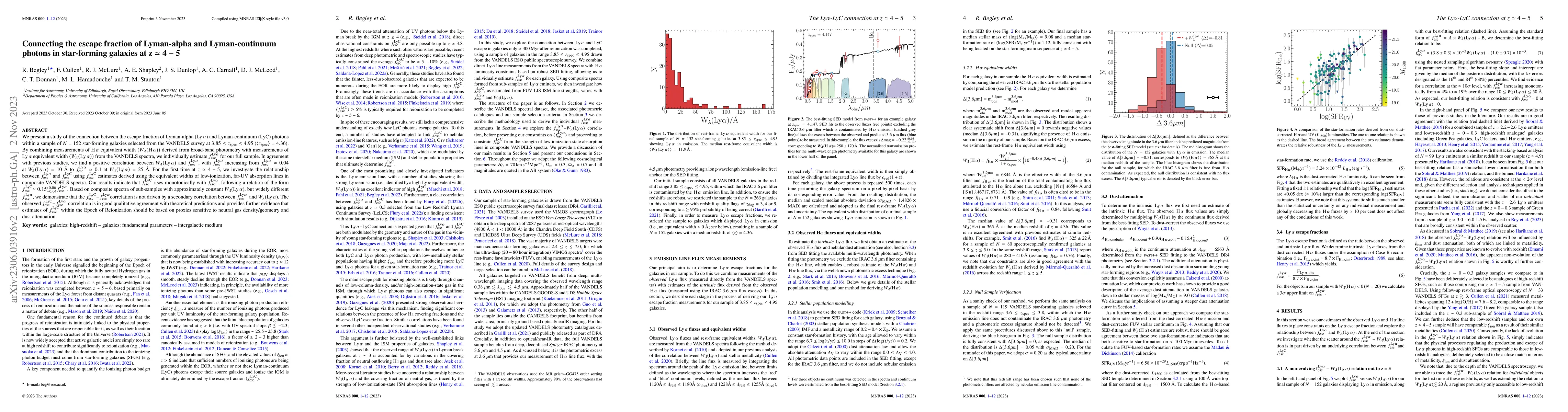 Thumbnail for Connecting the escape fraction of Lyman-alpha and Lyman-continuum
  photons in star-forming galaxies at $\mathbf{z\simeq 4-5}$