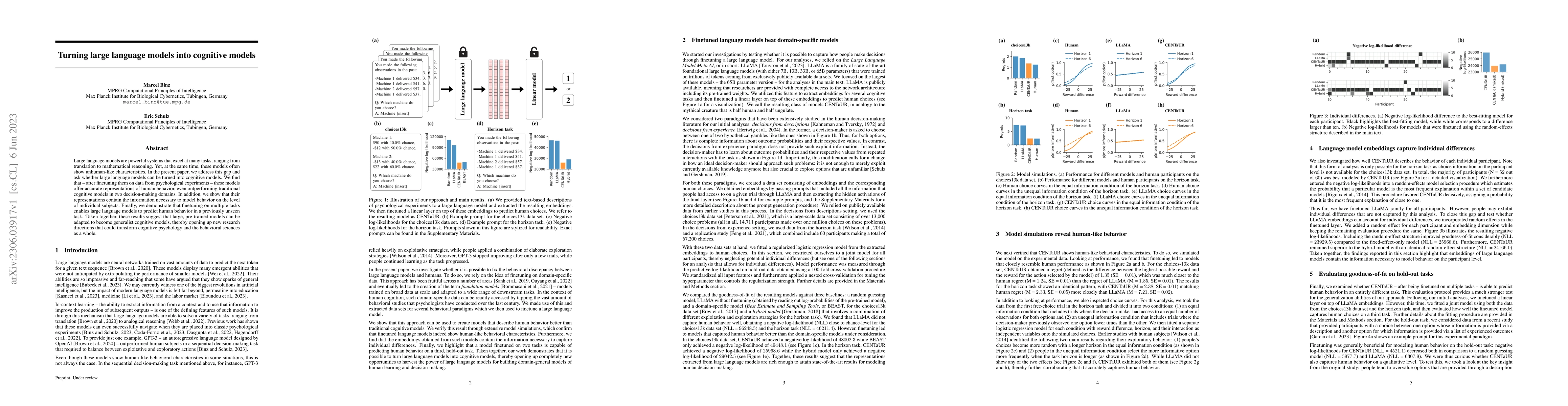 Thumbnail for Turning large language models into cognitive models