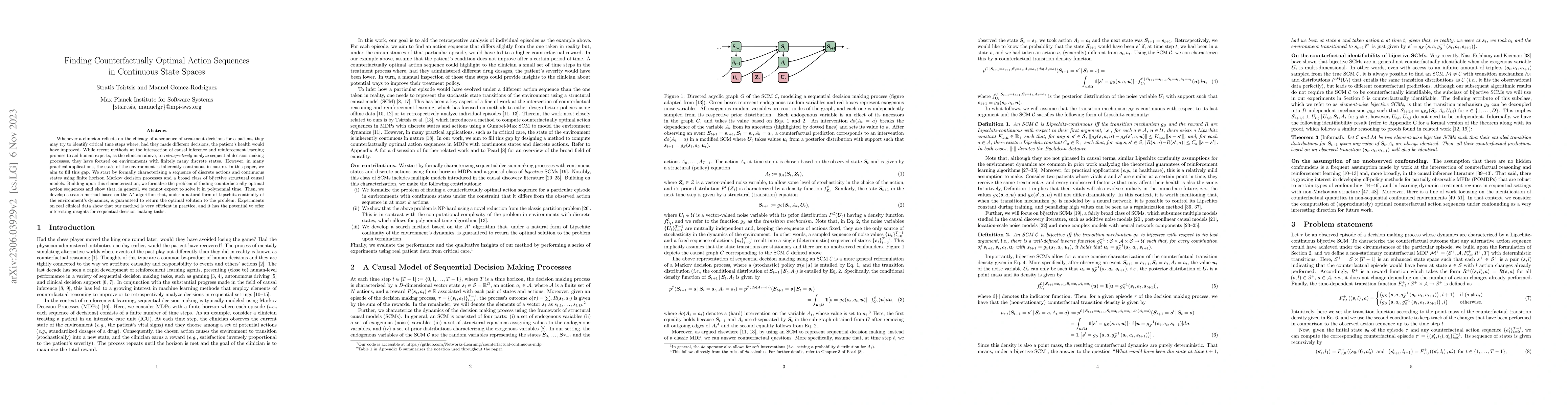 Thumbnail for Finding Counterfactually Optimal Action Sequences in Continuous State
  Spaces
