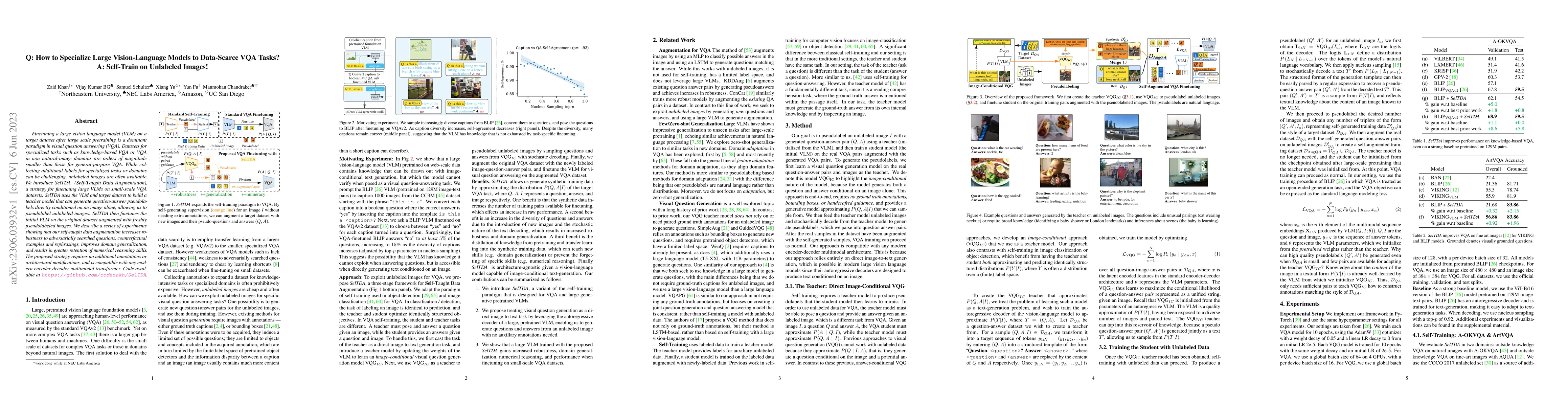 Thumbnail for Q: How to Specialize Large Vision-Language Models to Data-Scarce VQA
  Tasks? A: Self-Train on Unlabeled Images!