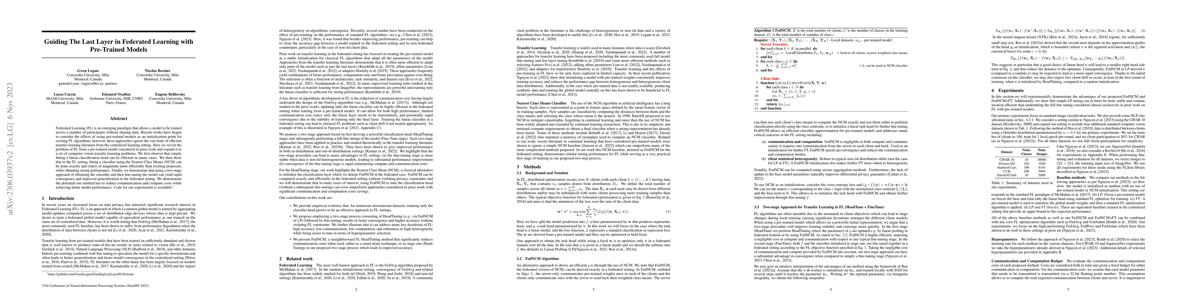 Thumbnail for Guiding The Last Layer in Federated Learning with Pre-Trained Models