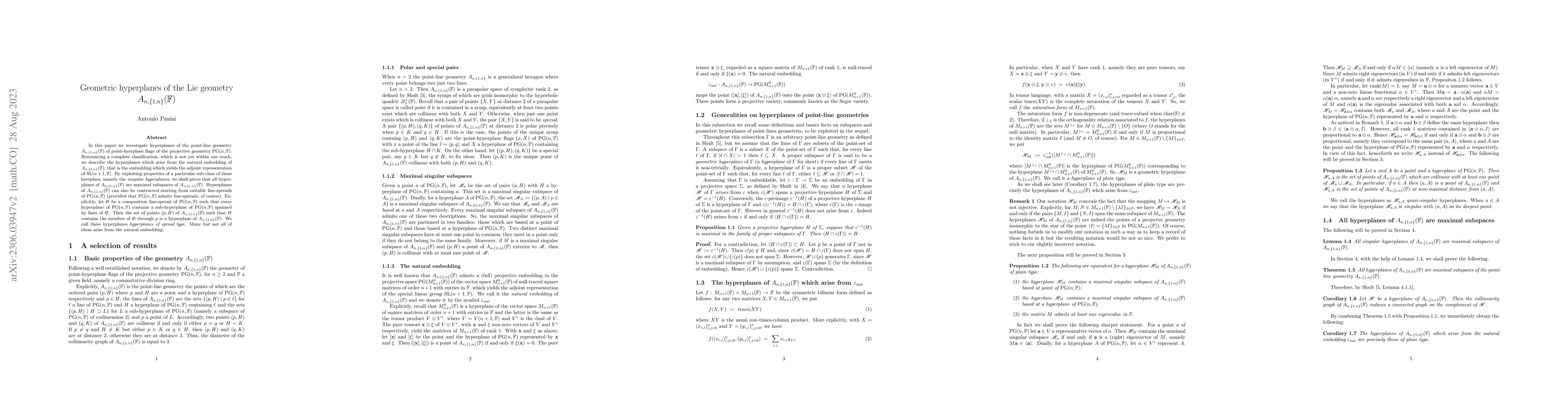 Thumbnail for Geometric hyperplanes of the Lie geometry $A_{n,\{1,n\}}(\mathbb{F})$