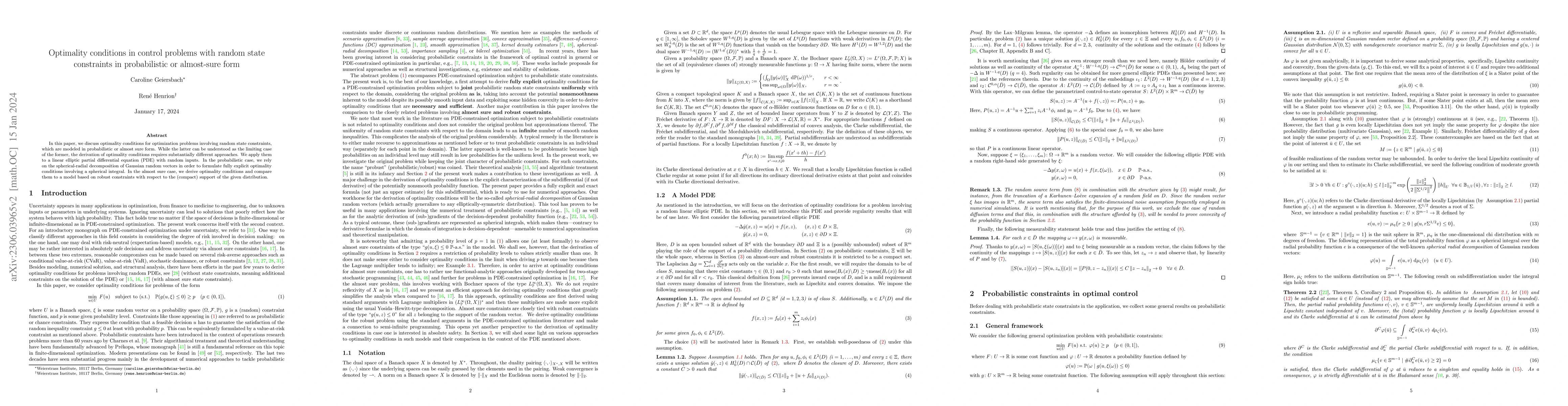 Thumbnail for Optimality conditions in control problems with random state constraints
  in probabilistic or almost-sure form
