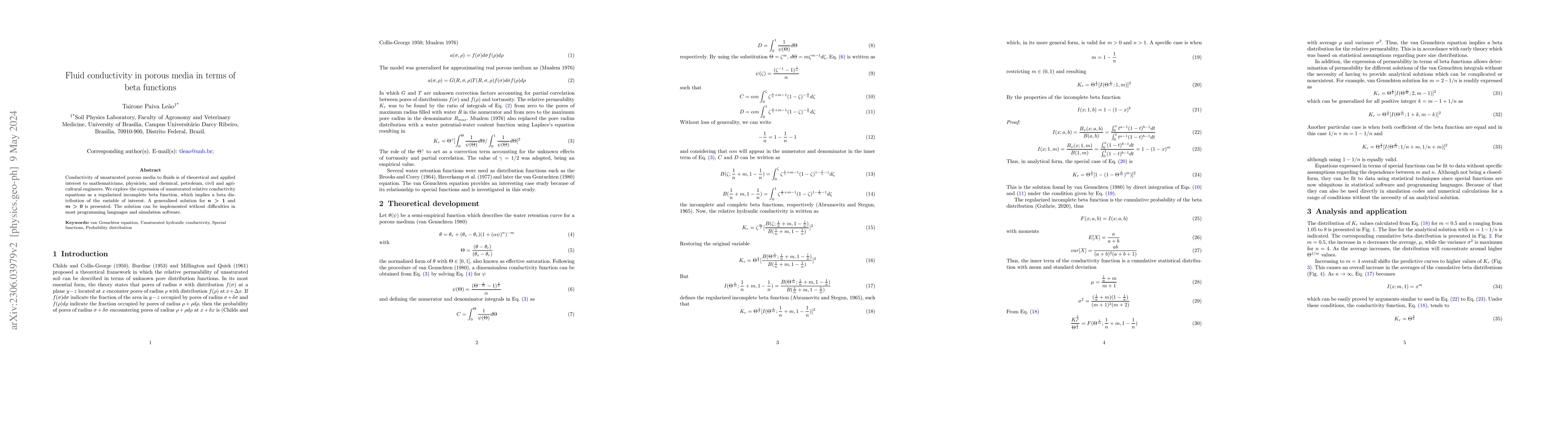 Thumbnail for Fluid conductivity in porous media in terms of beta functions
