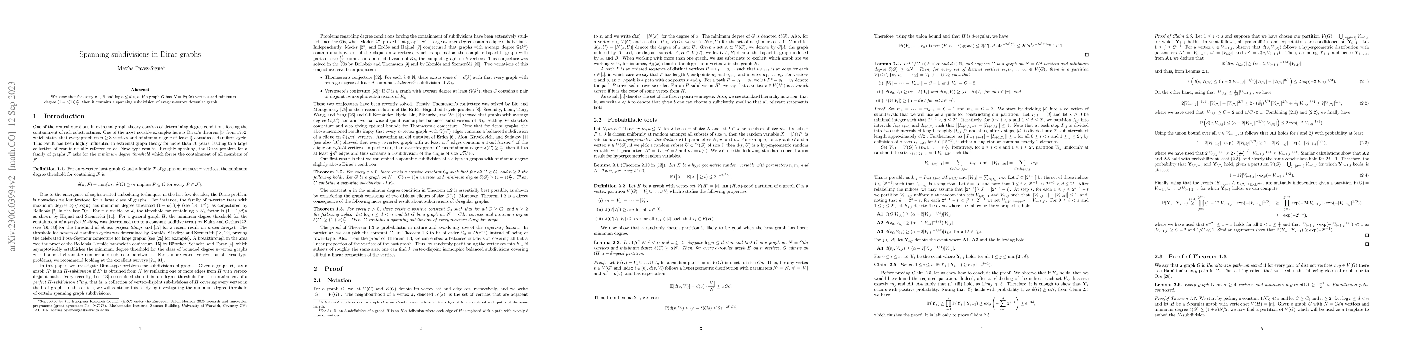 Thumbnail for Spanning subdivisions in Dirac graphs