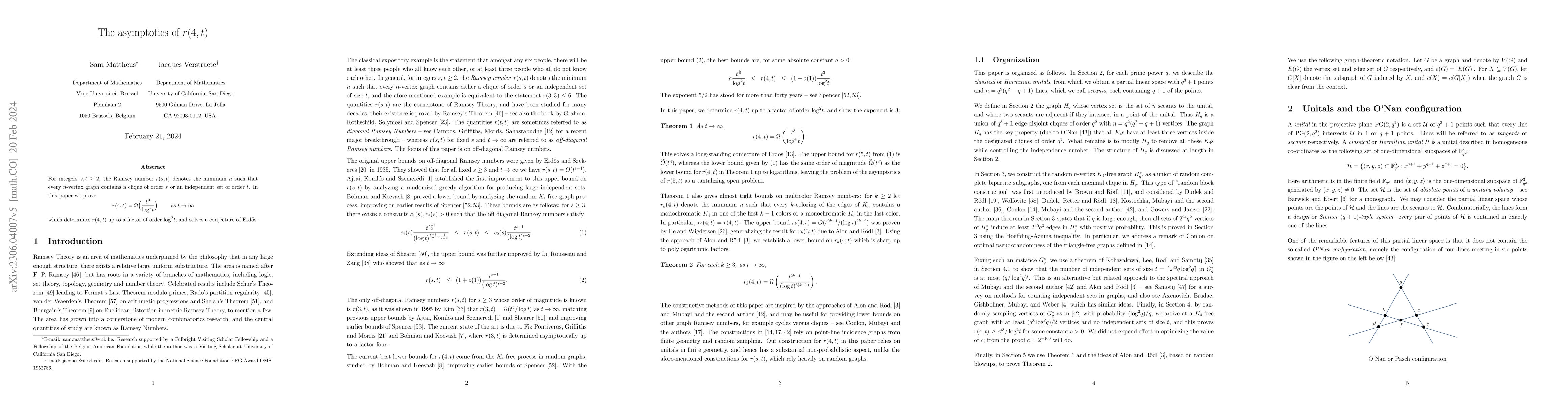 Thumbnail for The asymptotics of $r(4,t)$