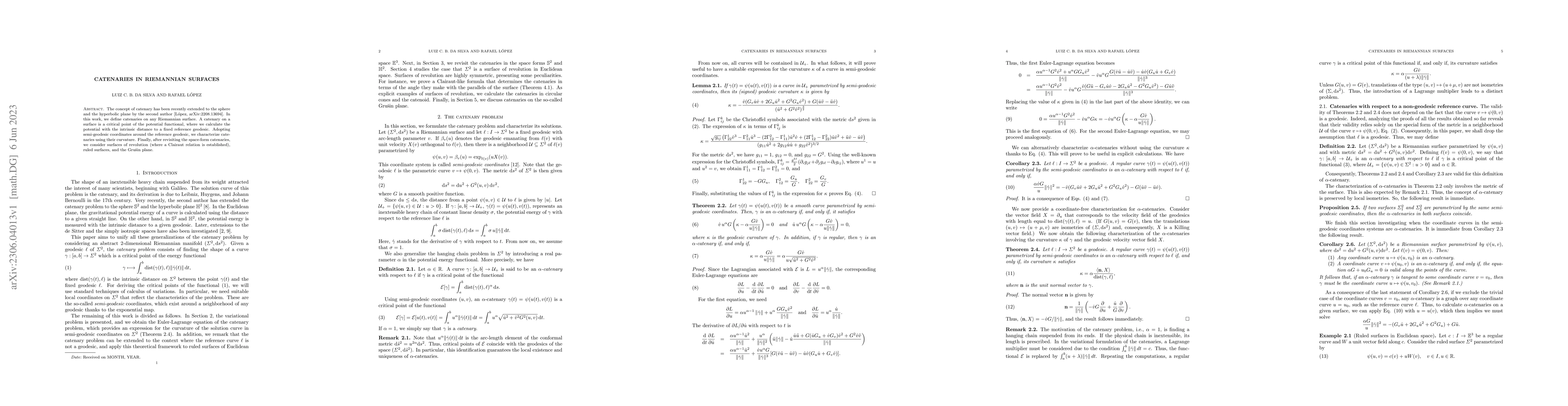 Thumbnail for Catenaries in Riemannian Surfaces