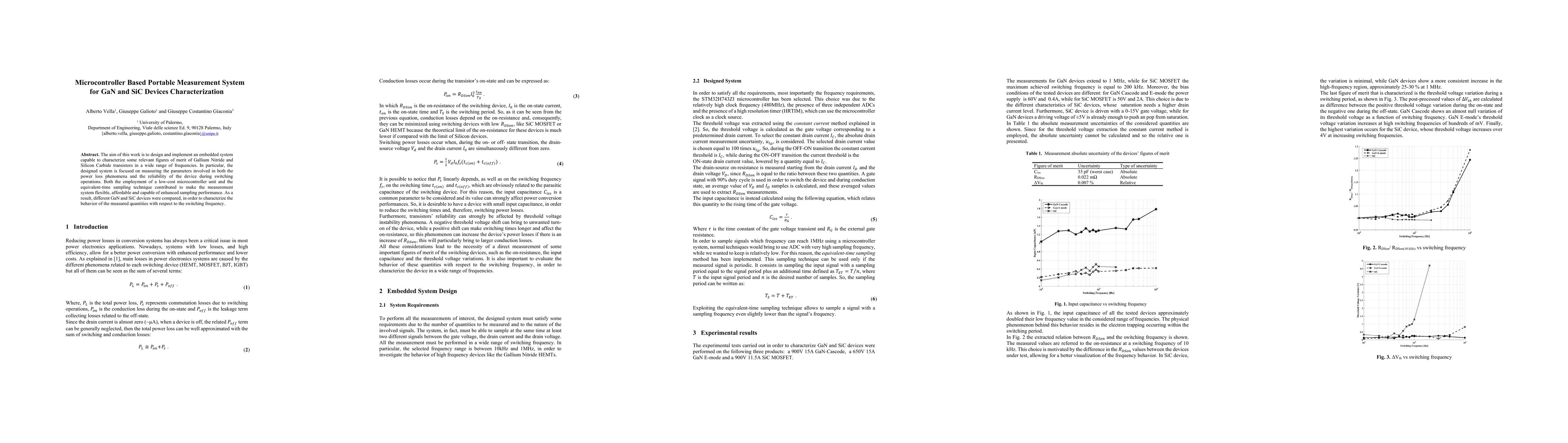 Thumbnail for Microcontroller Based Portable Measurement System for GaN and SiC
  Devices Characterization