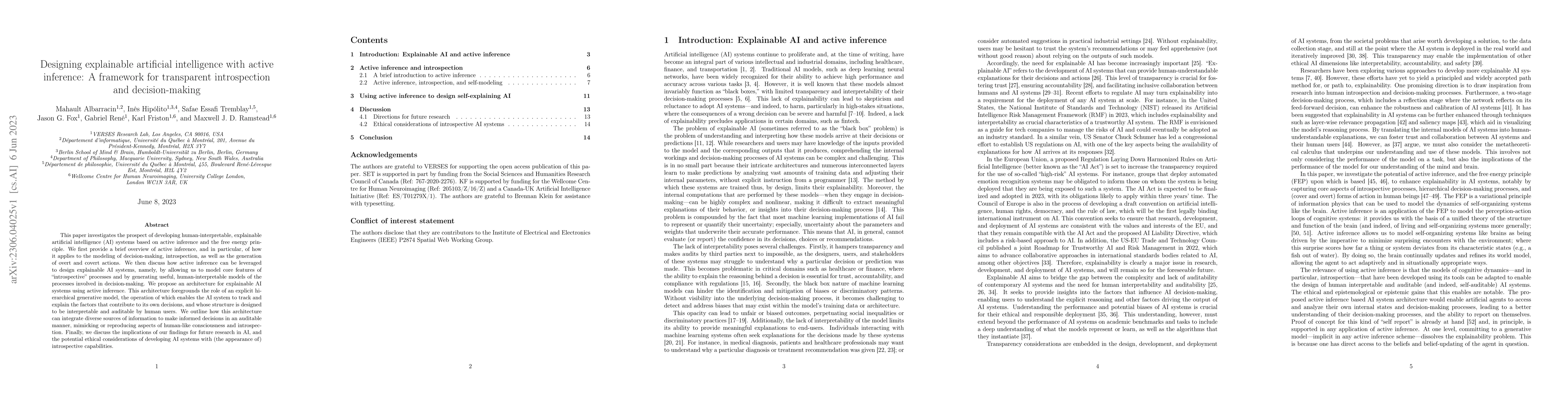 Thumbnail for Designing explainable artificial intelligence with active inference: A
  framework for transparent introspection and decision-making
