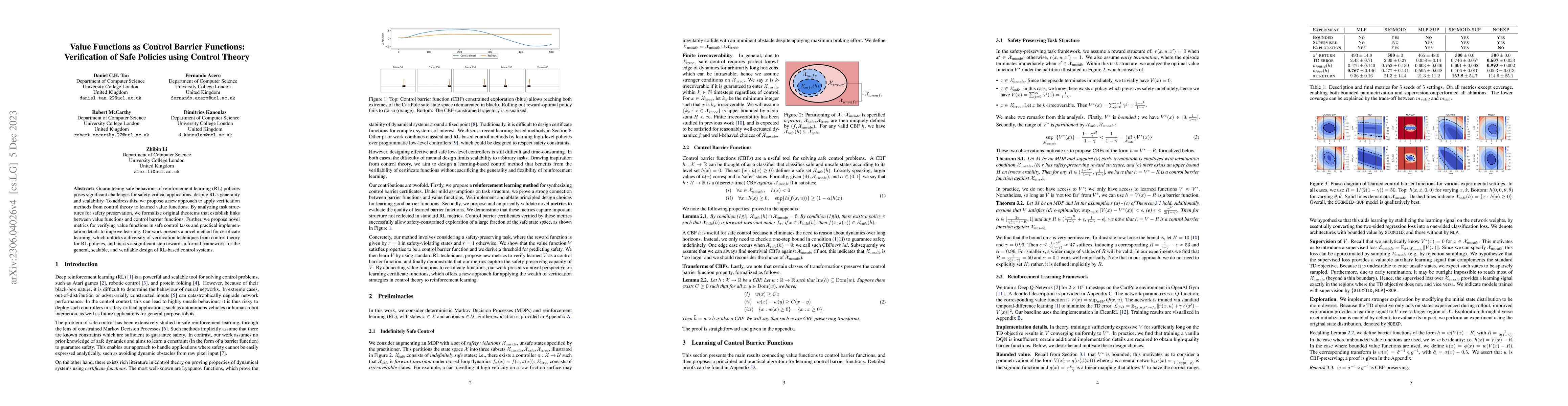 Thumbnail for Value Functions are Control Barrier Functions: Verification of Safe
  Policies using Control Theory