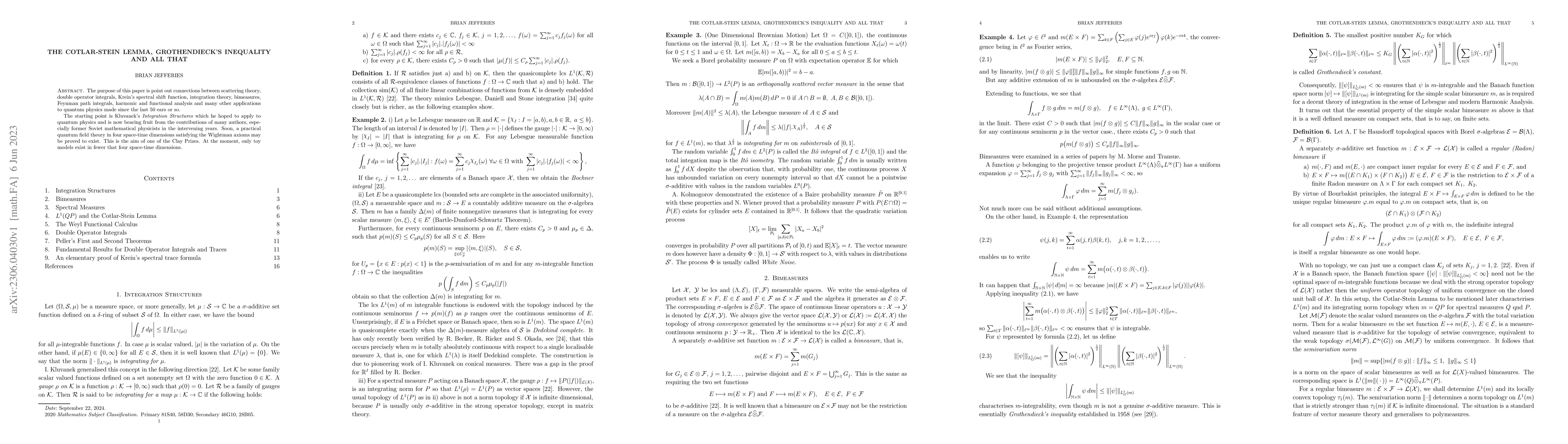 Thumbnail for The Cotlar-Stein Lemma, Grothendiecks Inequality and All That