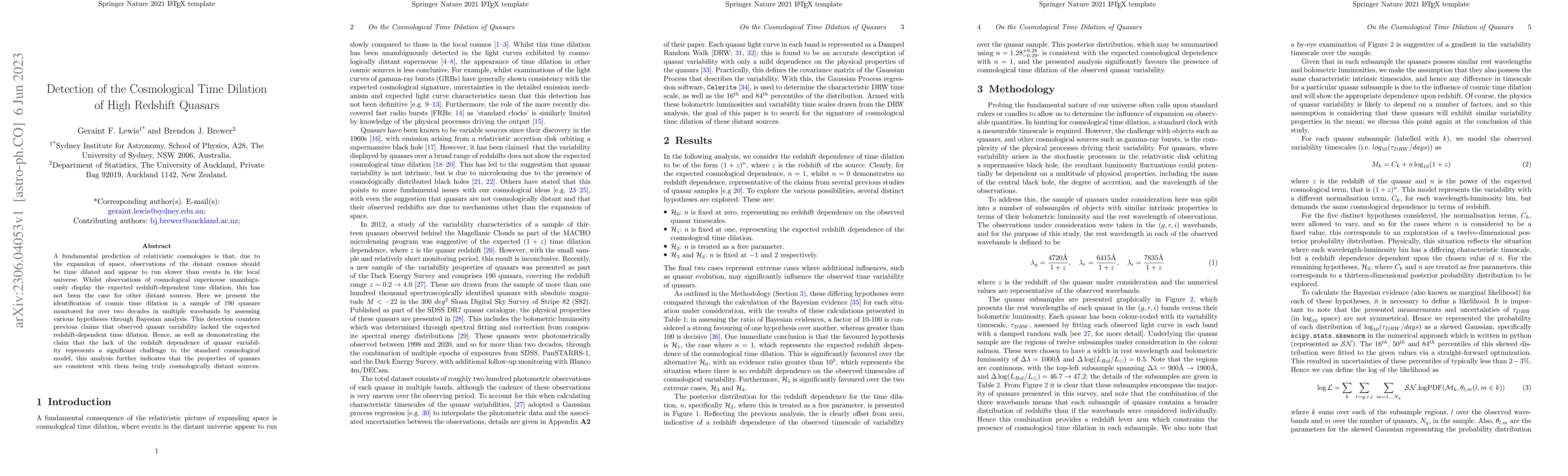 Thumbnail for Detection of the Cosmological Time Dilation of High Redshift Quasars