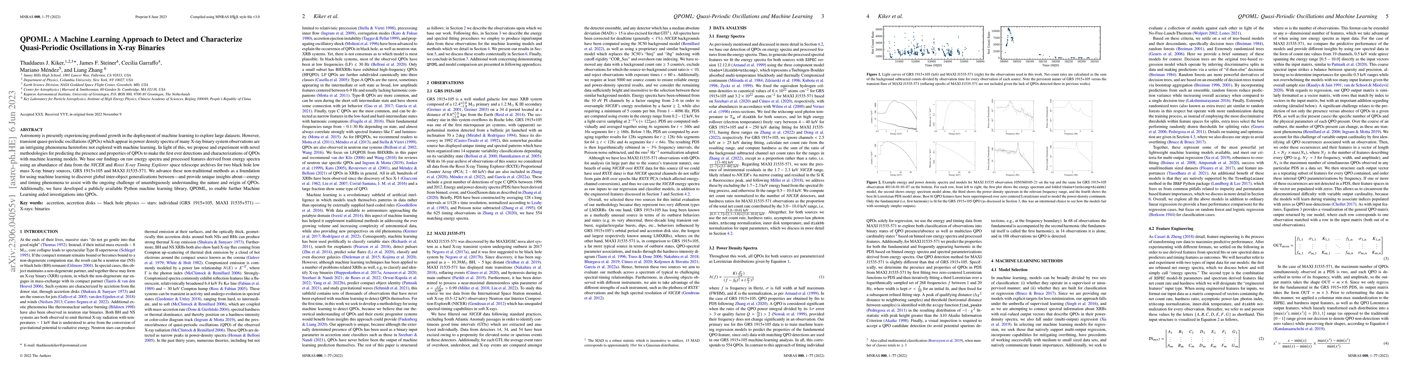 Thumbnail for QPOML: A Machine Learning Approach to Detect and Characterize
  Quasi-Periodic Oscillations in X-ray Binaries