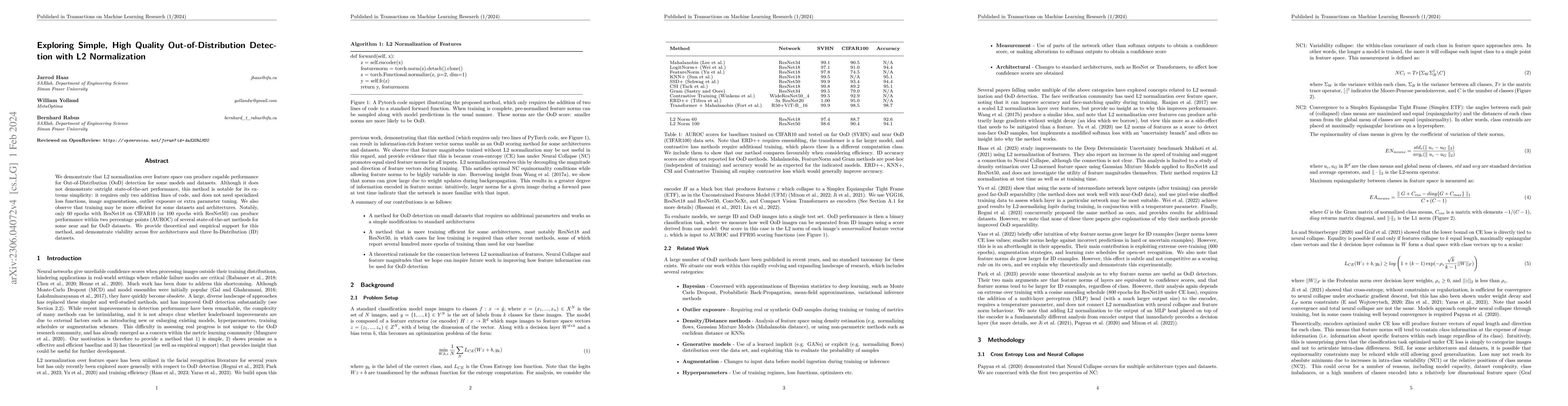 Thumbnail for Exploring Simple, High Quality Out-of-Distribution Detection with L2
  Normalization