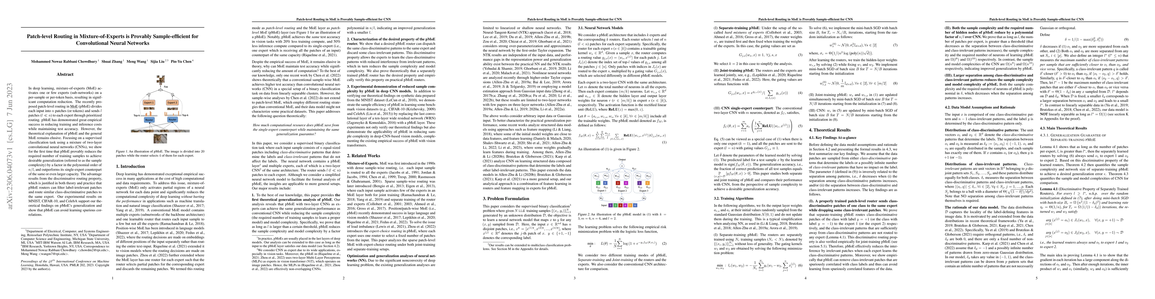 Thumbnail for Patch-level Routing in Mixture-of-Experts is Provably Sample-efficient
  for Convolutional Neural Networks