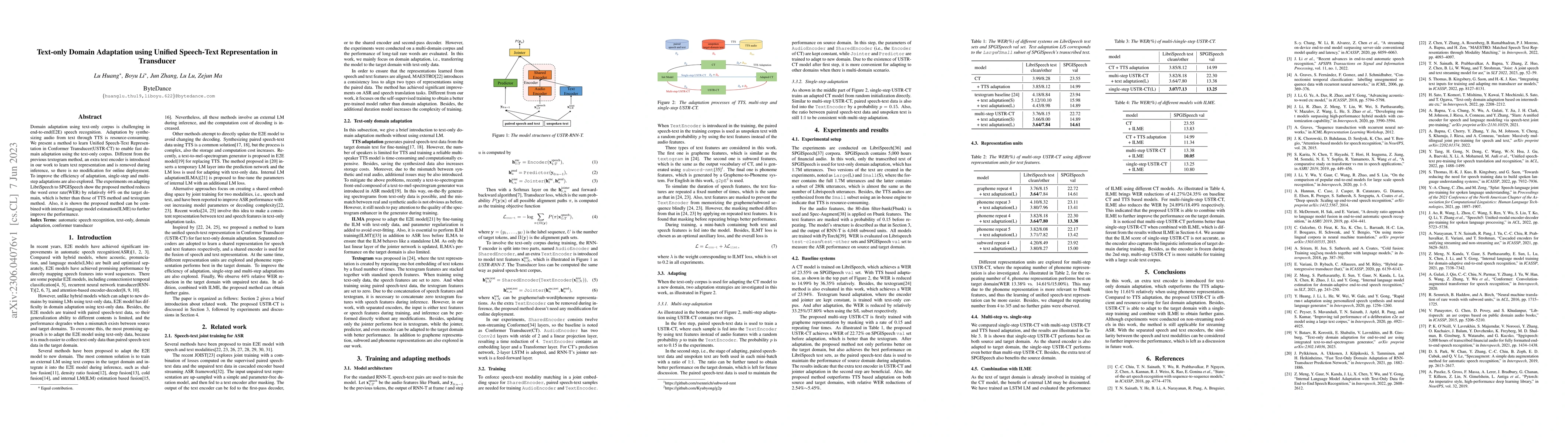 Thumbnail for Text-only Domain Adaptation using Unified Speech-Text Representation in
  Transducer