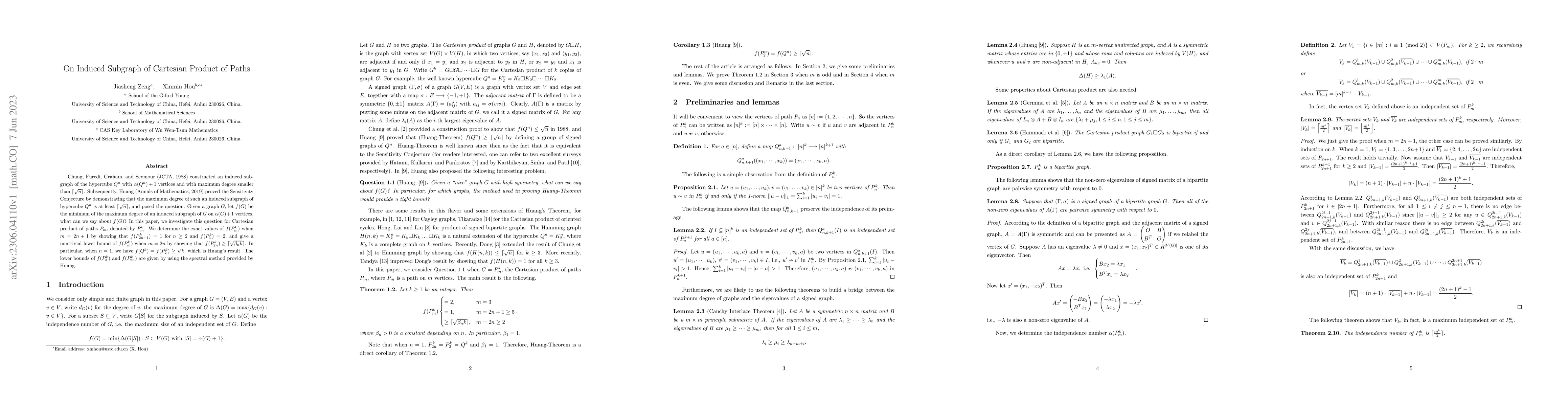 Thumbnail for On Induced Subgraph of Cartesian Product of Paths