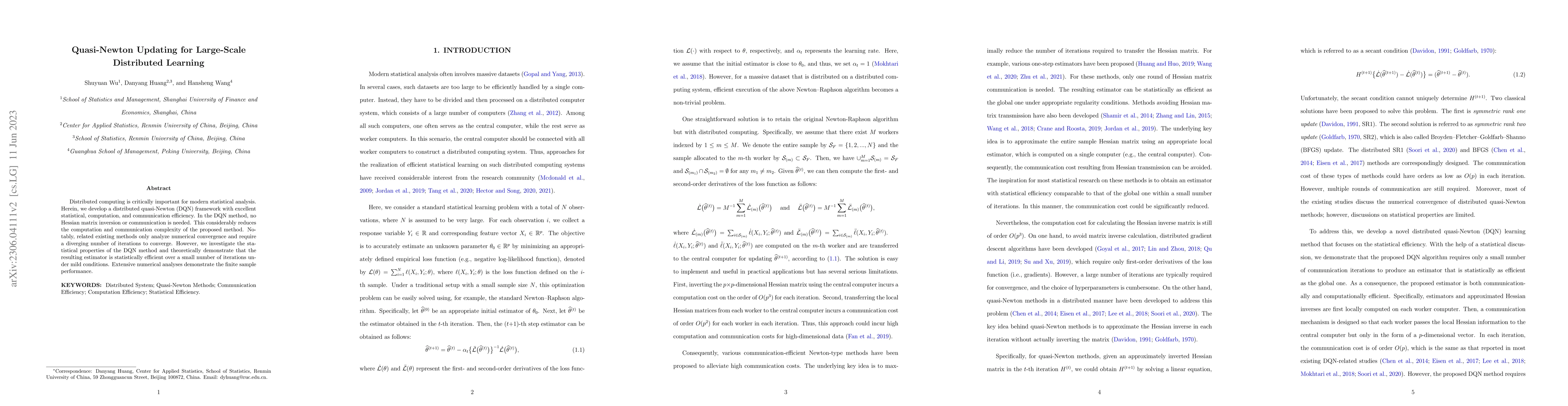 Thumbnail for Quasi-Newton Updating for Large-Scale Distributed Learning