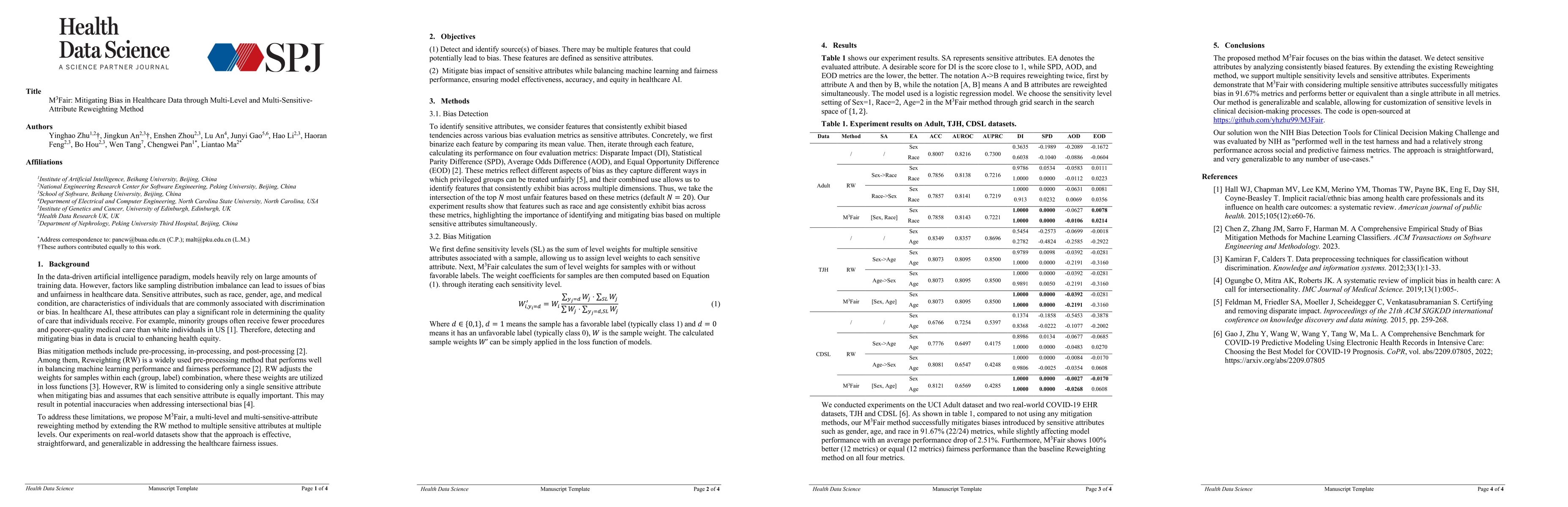 Thumbnail for M$^3$Fair: Mitigating Bias in Healthcare Data through Multi-Level and
  Multi-Sensitive-Attribute Reweighting Method