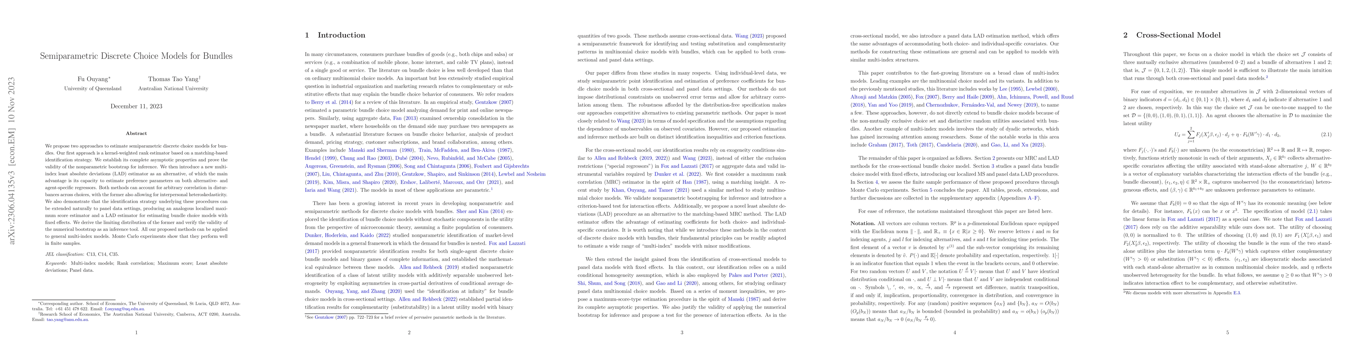 Thumbnail for Semiparametric Discrete Choice Models for Bundles