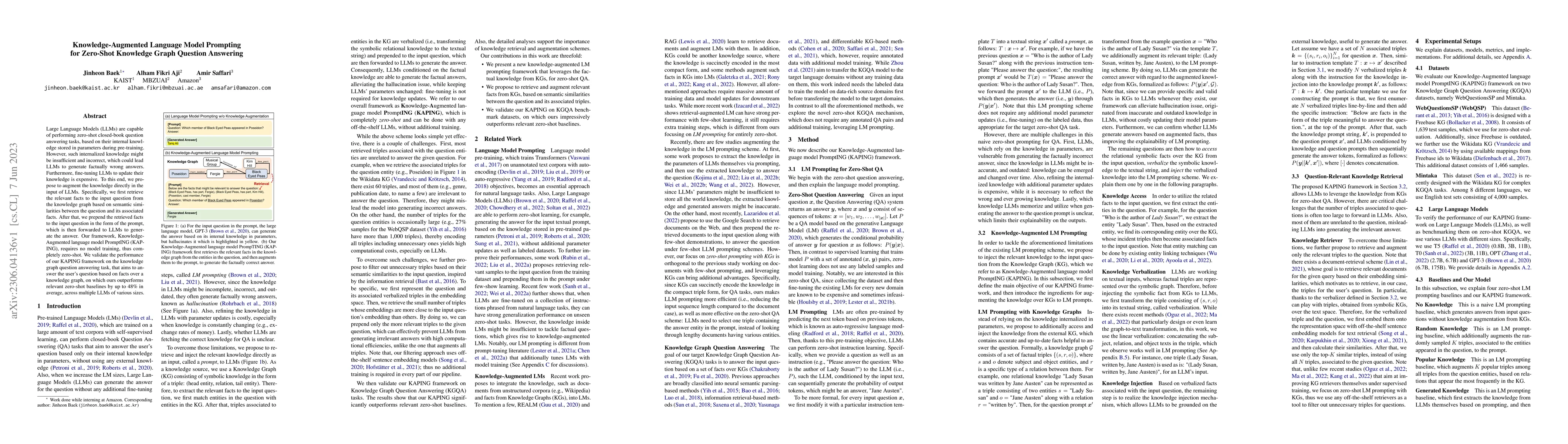 Thumbnail for Knowledge-Augmented Language Model Prompting for Zero-Shot Knowledge
  Graph Question Answering