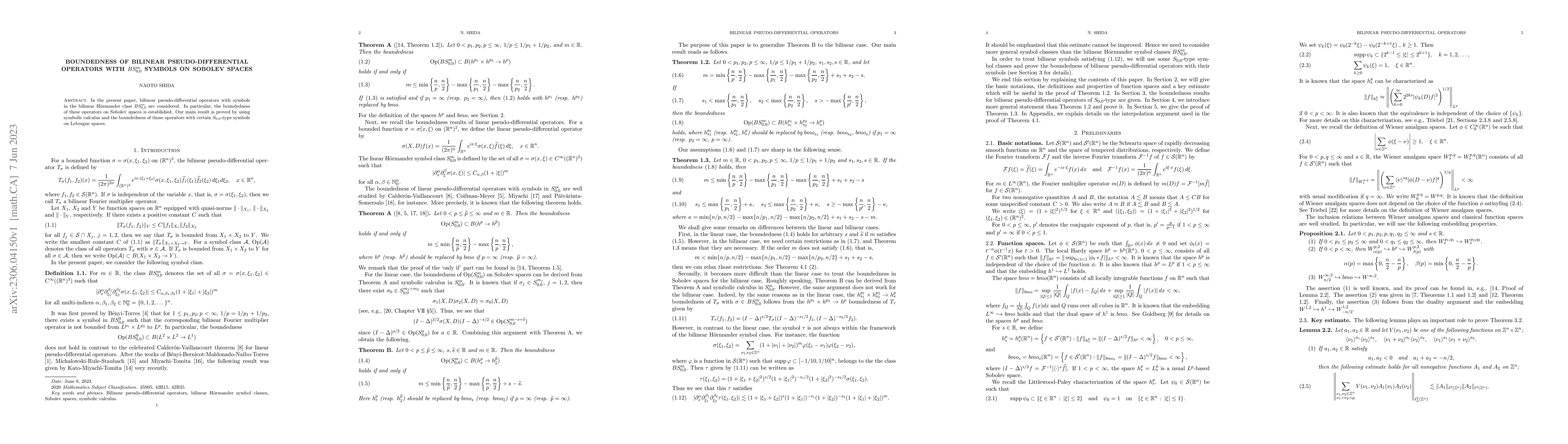 Thumbnail for Boundedness of bilinear pseudo-differential operators with $BS^m_{0,0}$
  symbols on Sobolev spaces