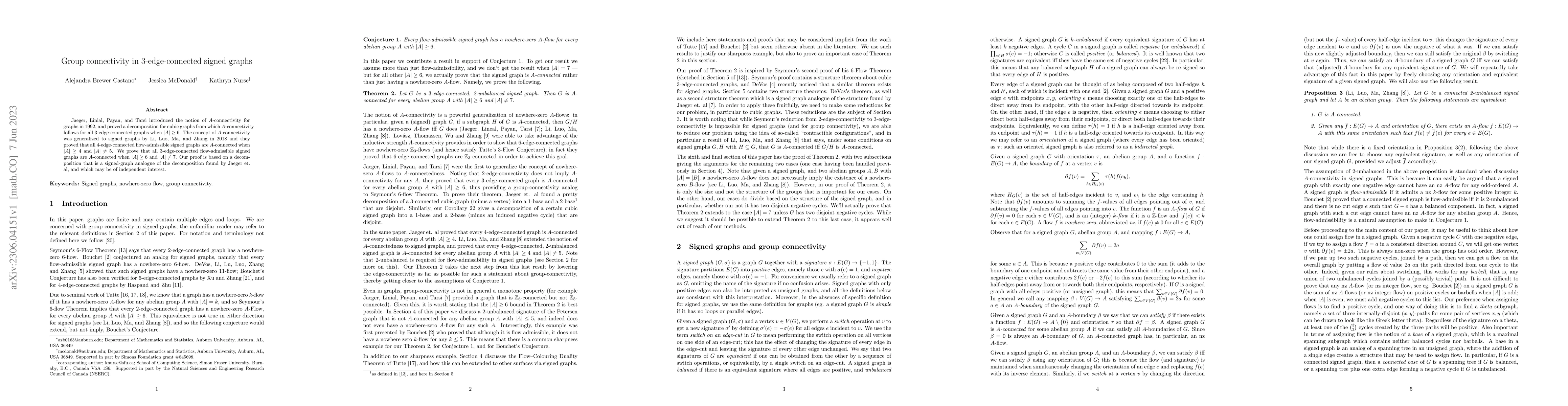 Thumbnail for Group connectivity of 3-edge-connected signed graphs