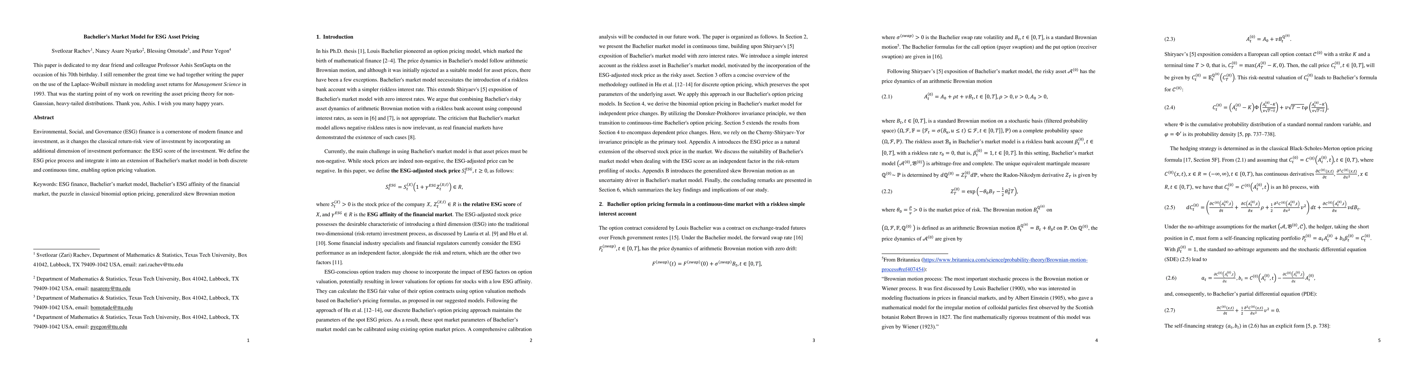 Thumbnail for Bachelier's Market Model for ESG Asset Pricing