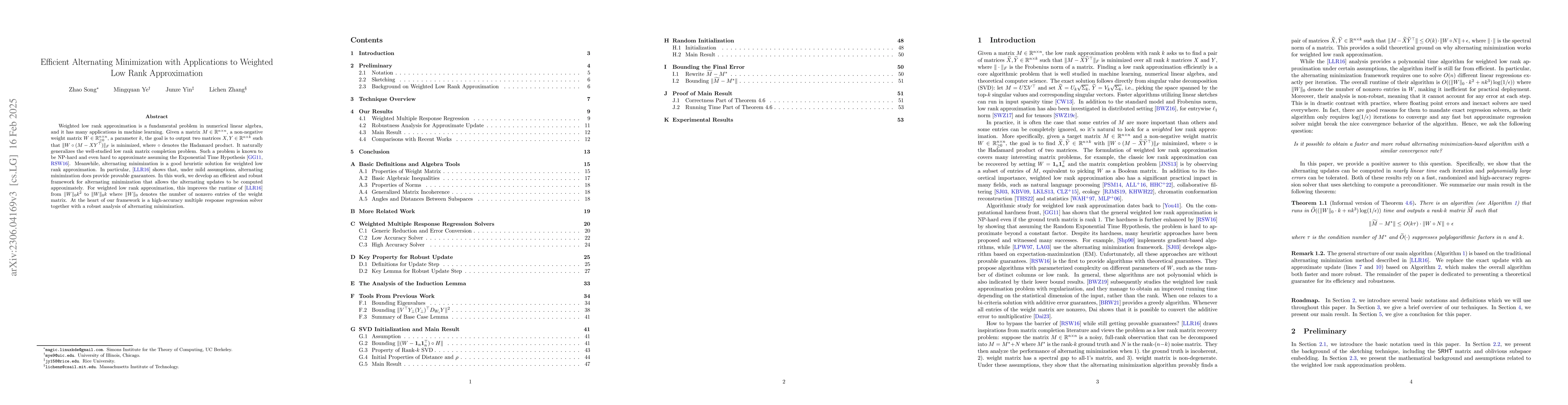 Thumbnail for Efficient Alternating Minimization with Applications to Weighted Low
  Rank Approximation