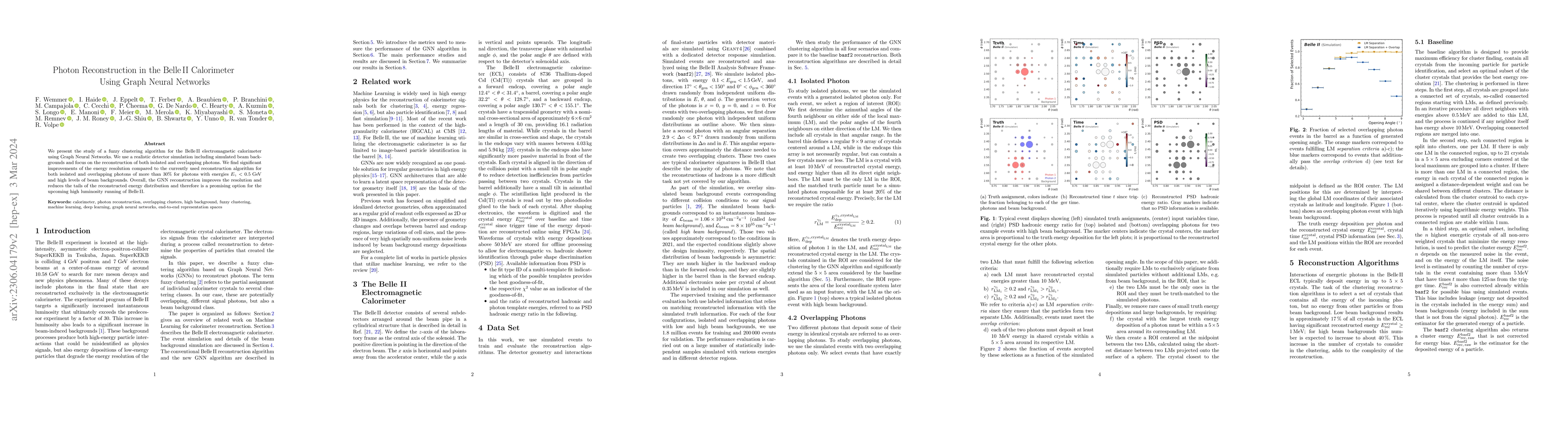 Thumbnail for Photon Reconstruction in the Belle II Calorimeter Using Graph Neural
  Networks