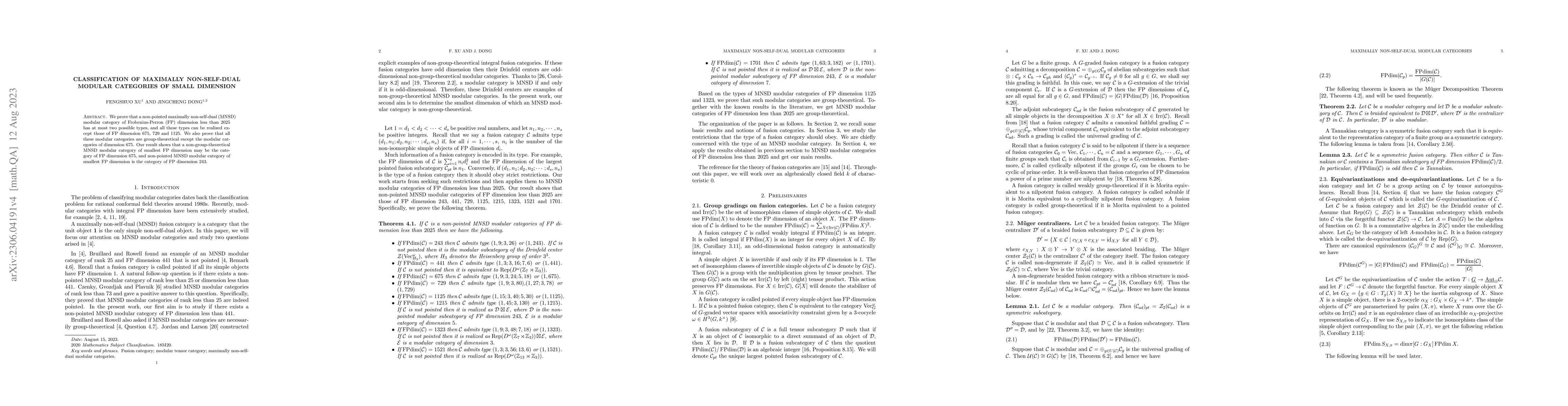 Thumbnail for Classification of maximally non-self-dual modular categories of small
  dimension