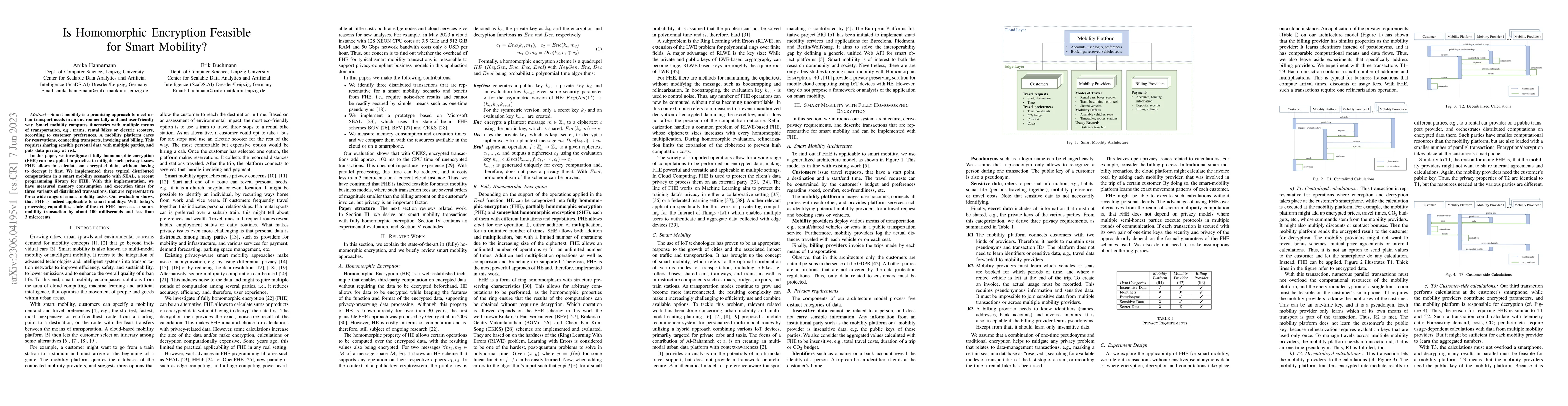 Thumbnail for Is Homomorphic Encryption Feasible for Smart Mobility?