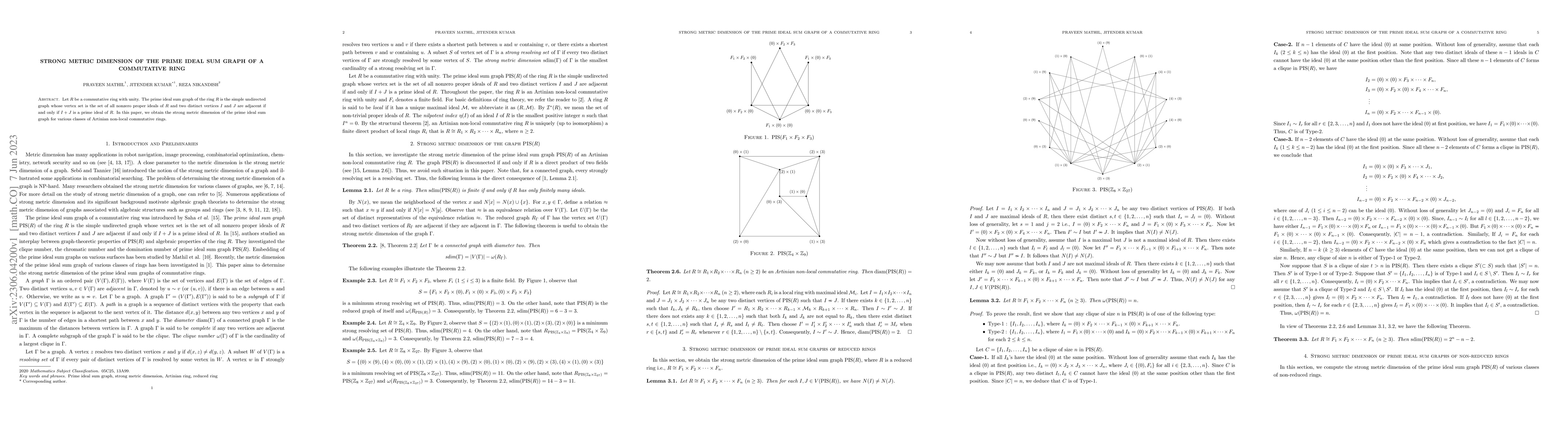 Thumbnail for Strong metric dimension of the prime ideal sum graph of a commutative
  ring