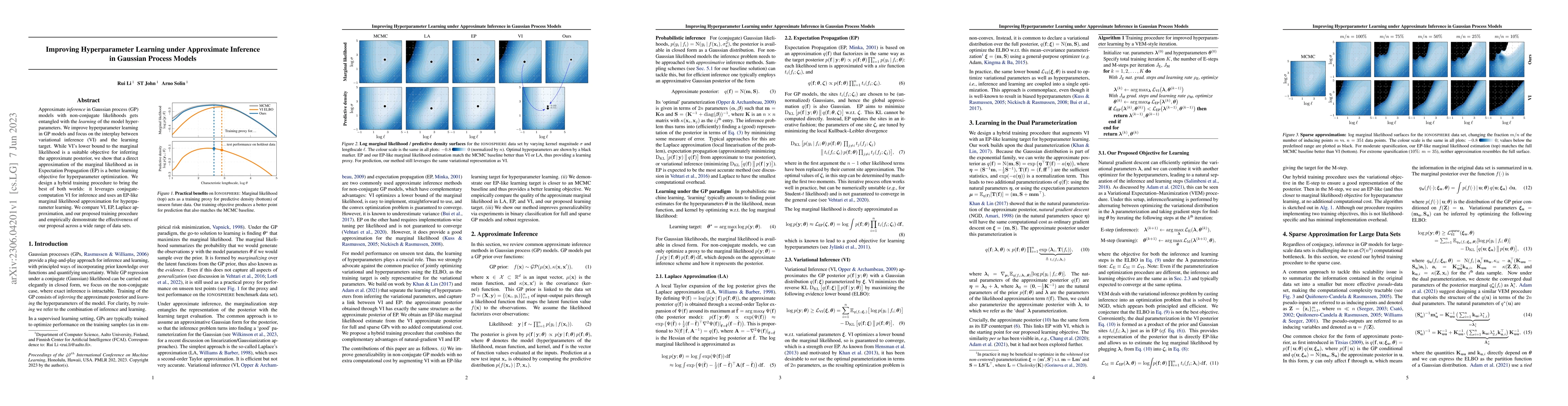 Thumbnail for Improving Hyperparameter Learning under Approximate Inference in
  Gaussian Process Models