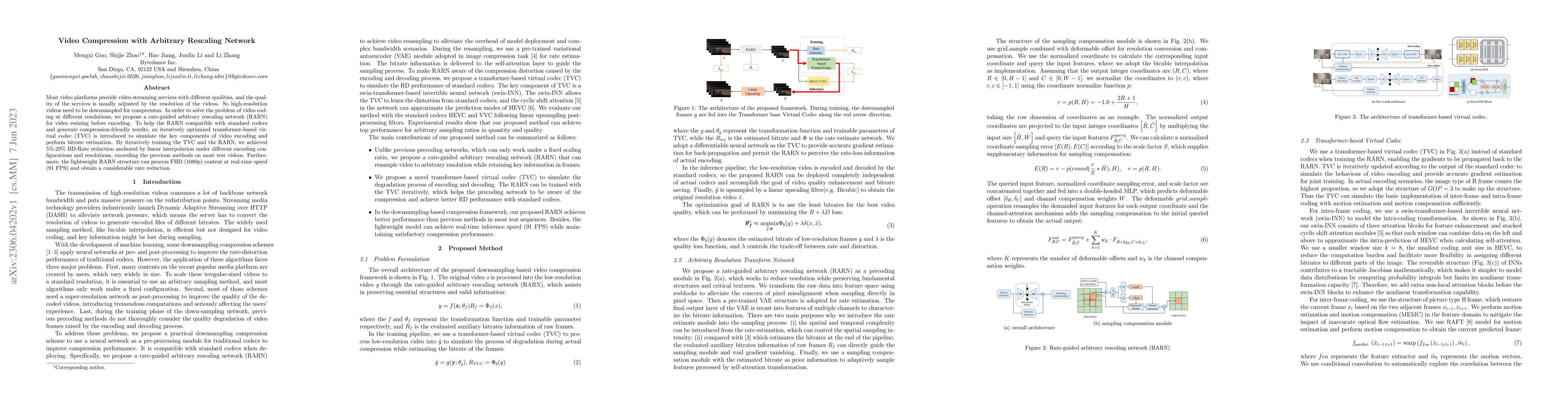 Thumbnail for Video Compression with Arbitrary Rescaling Network