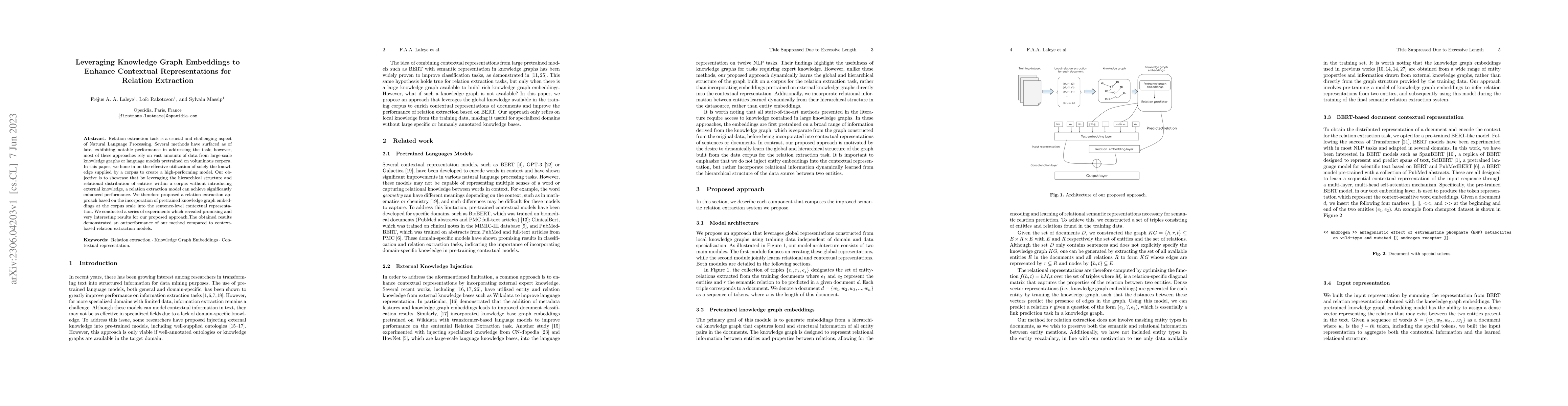 Thumbnail for Leveraging Knowledge Graph Embeddings to Enhance Contextual
  Representations for Relation Extraction