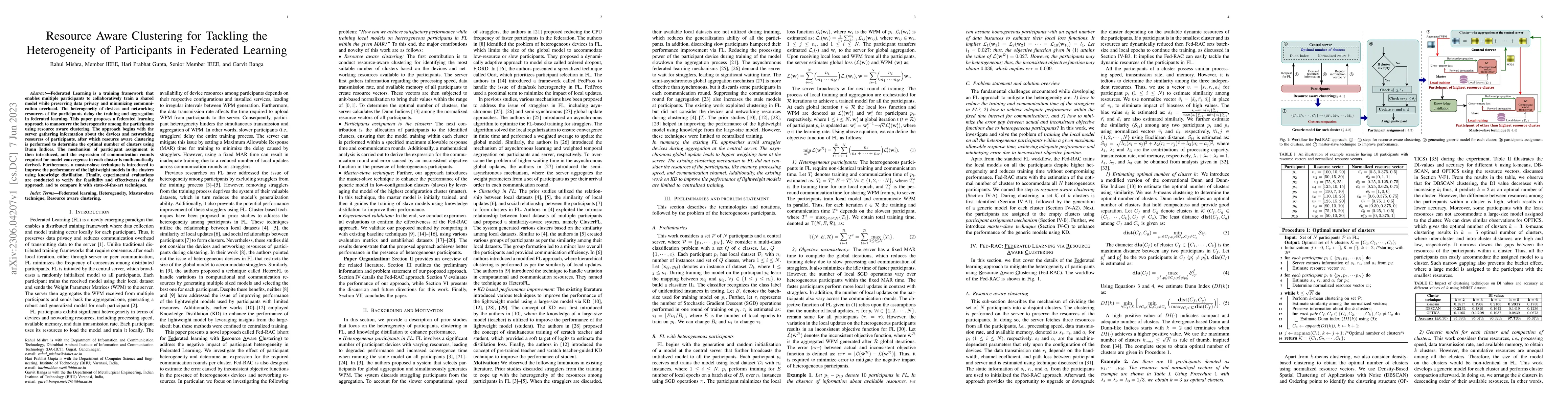 Thumbnail for Resource Aware Clustering for Tackling the Heterogeneity of Participants
  in Federated Learning