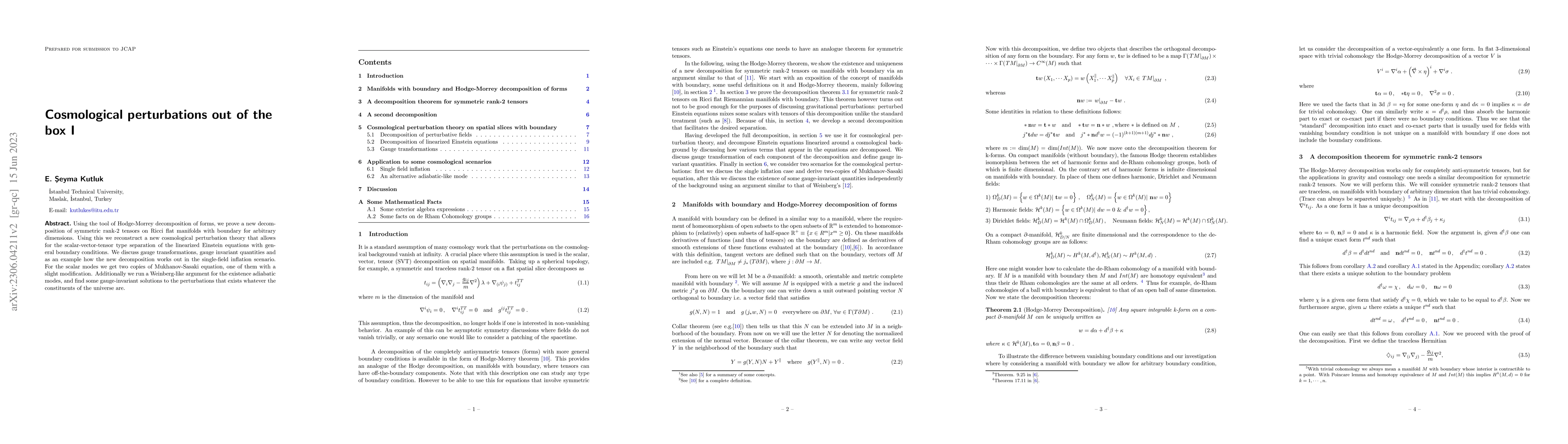 Thumbnail for Cosmological perturbations out of the box I