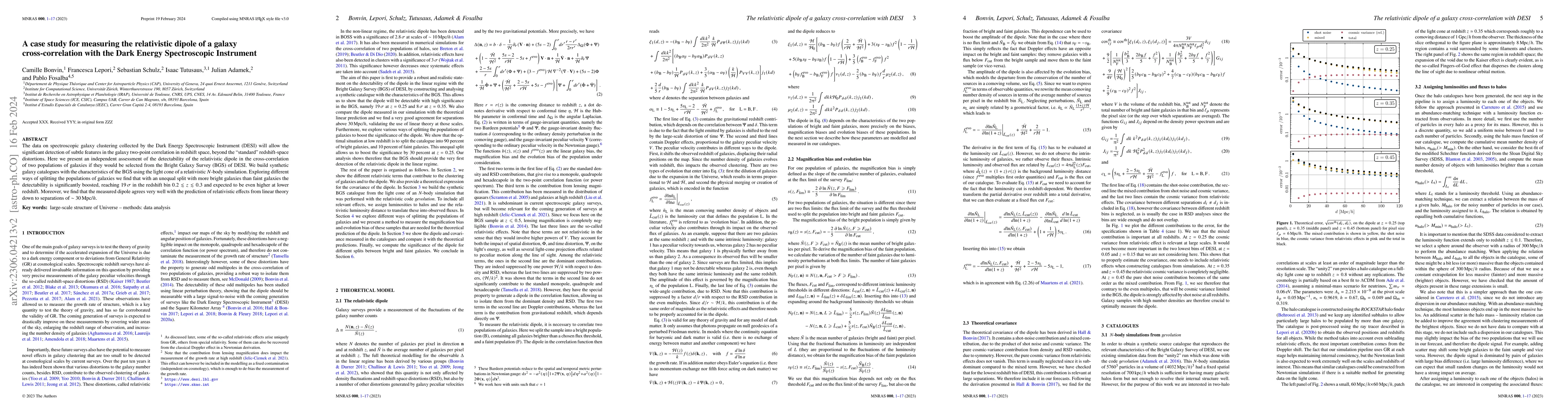Thumbnail for A case study for measuring the relativistic dipole of a galaxy
  cross-correlation with the Dark Energy Spectroscopic Instrument