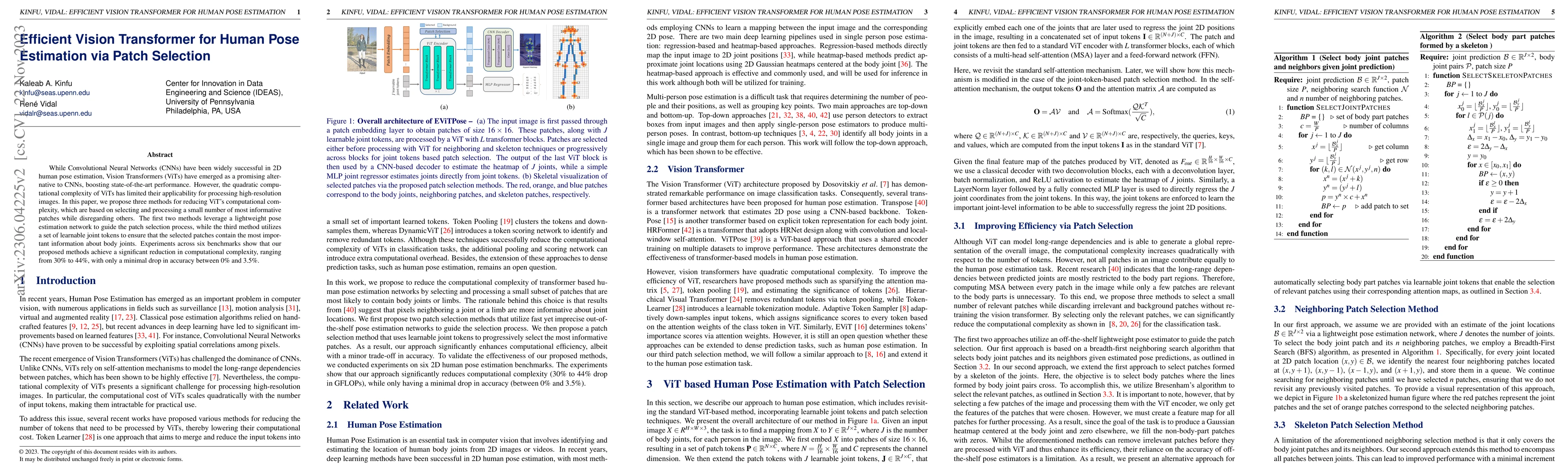 Thumbnail for Efficient Vision Transformer for Human Pose Estimation via Patch
  Selection