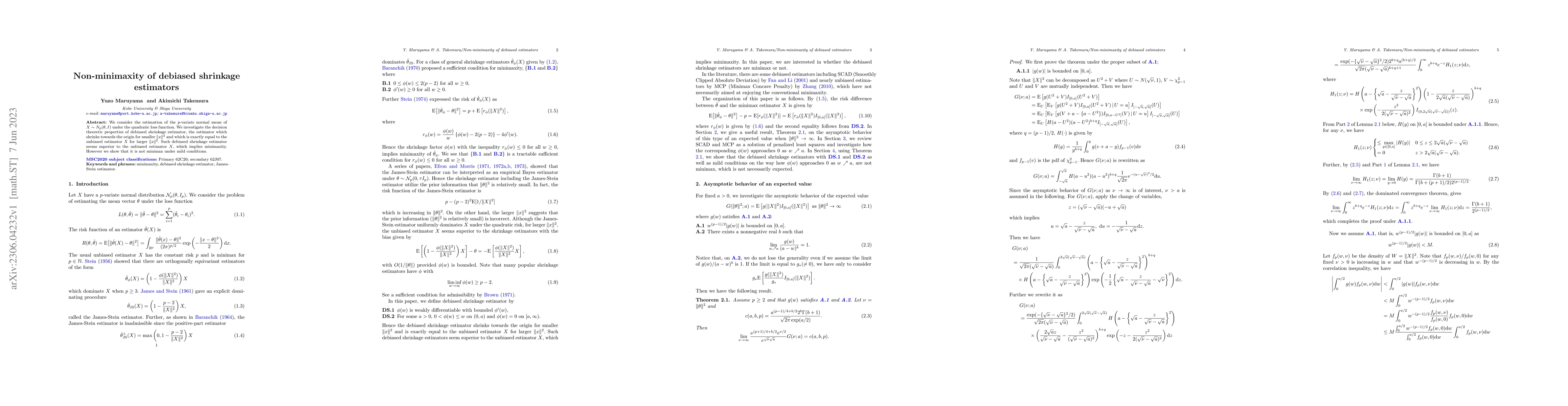 Thumbnail for Non-minimaxity of debiased shrinkage estimators